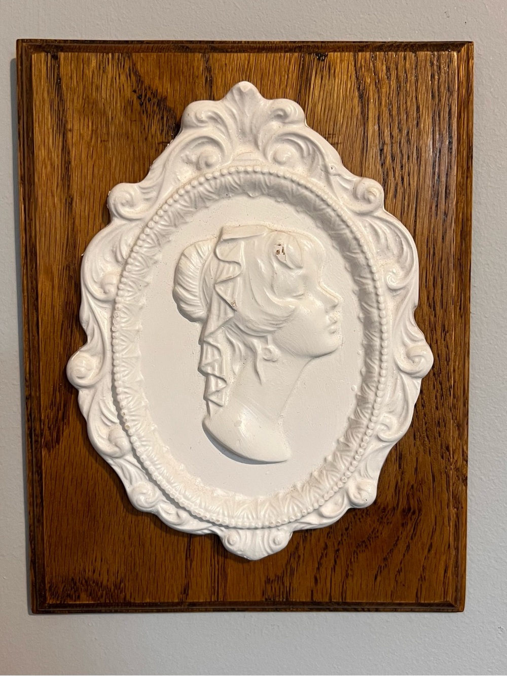 White Ornate Cameo Wall Plaque - Classic Home Wall Decor
